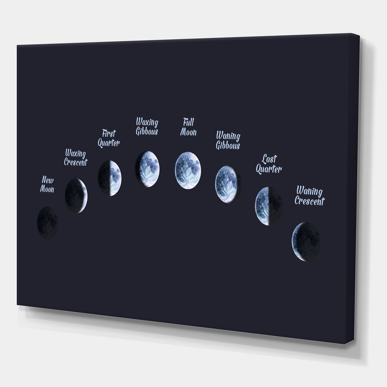 Designart - Moon Phases In Space - Bohemian & Eclectic Canvas Wall Art Print